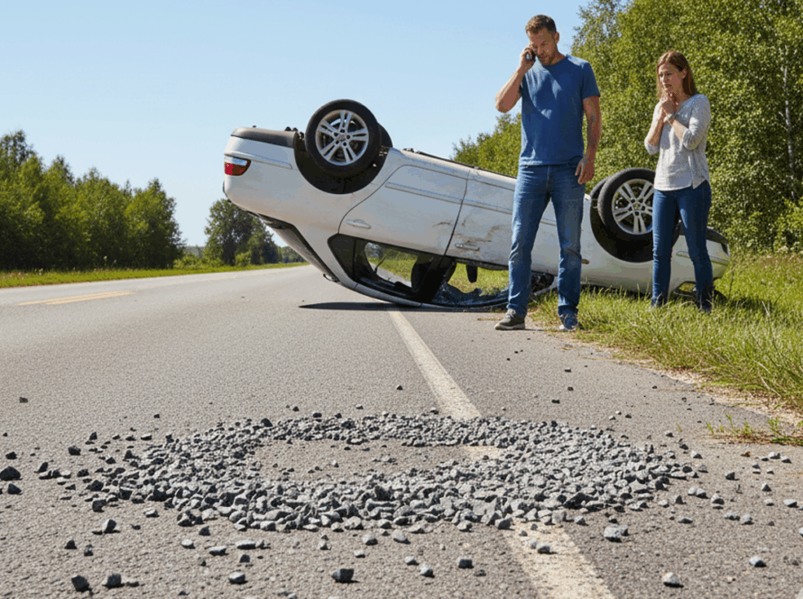 Motorista que Capotou Carro por Conta de Brita na Pista Deve ser Indenizada
